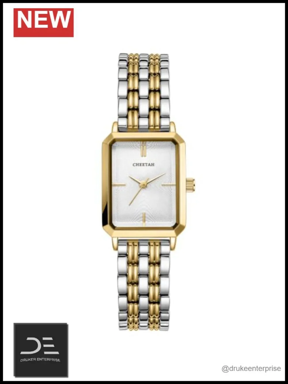 Rectangular Two Tone Stainless Steel Bracelet Watch